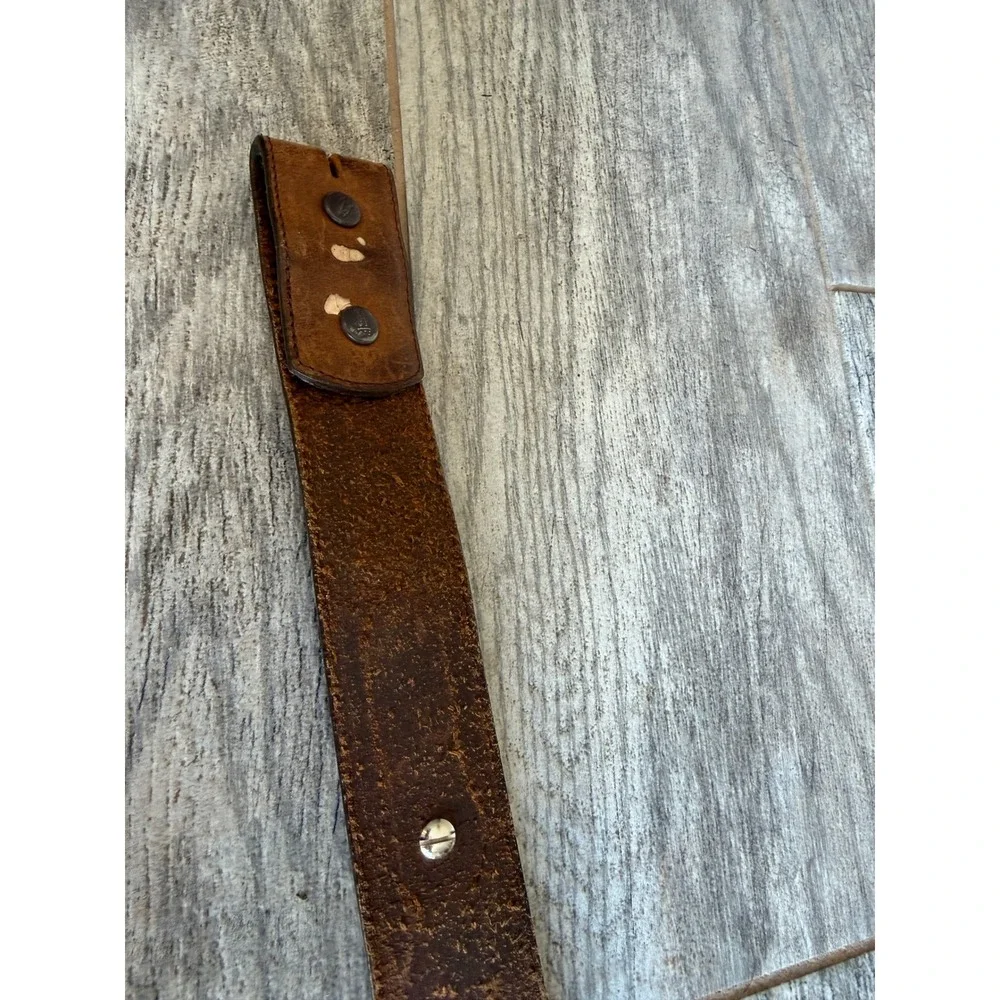 Justin Leather Western Belt 32 Brown Braided Concho Inlay Strap Mens Cowboy